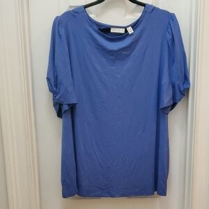 Susan Graver Blue Relaxed Boxy Blouse